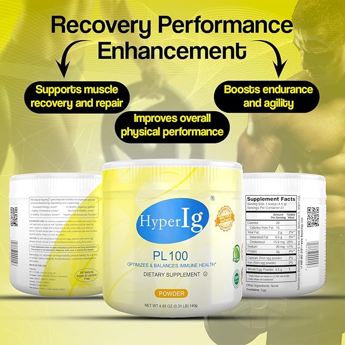PL-100 Egg Protein Powder Hyperimmune Egg Supplement 140g – Immune Support Digestive Wellness Energy &amp Muscle Strength Gluten-Free