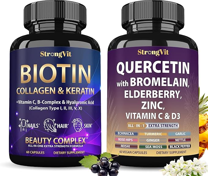 Biotin Supplements &amp Quercetin Complex Bundle (120 Capsules)