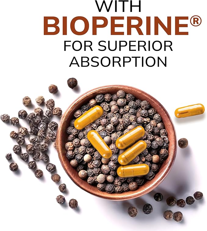 aSquared Nutrition Turmeric Curcumin 1300mg with BioPerine Black Pepper Extract - 180 Capsules - with 95% Curcuminoids 100% Natural Tumeric Root Powder Supplements Pure &amp Joint Stiffness Pills