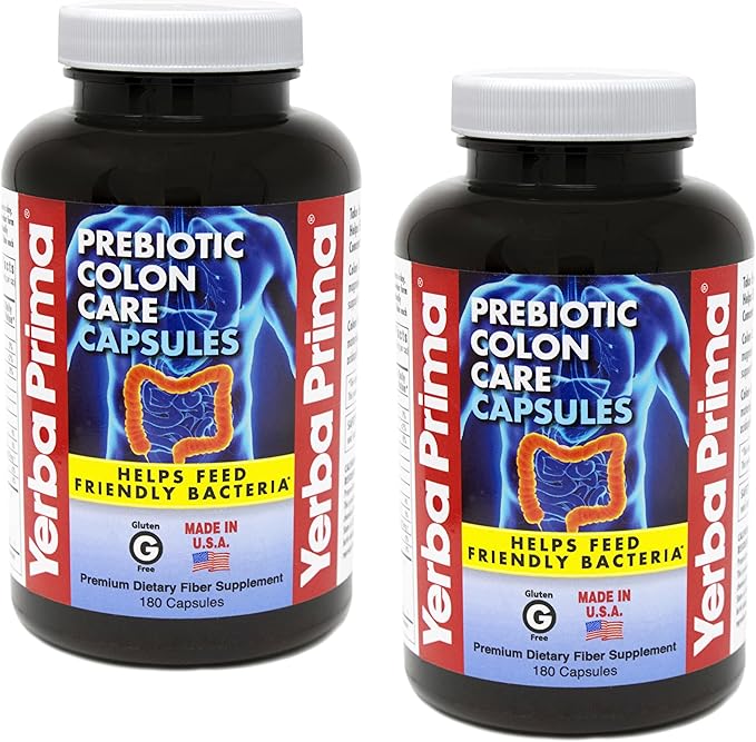 Yerba Prima Prebiotic Colon Care Capsules Non-GMO Keto Friendly 180 Caps (2 Pack)