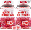 (2 Pack) Sugar Free Methylated Multivitamin for Women Gummies with Calcium D3 K2 Inositol Folate Biotin Iron Vitamin A C E B Complex - Multi Vitamins &amp Minerals - Energy Immune Bone - V