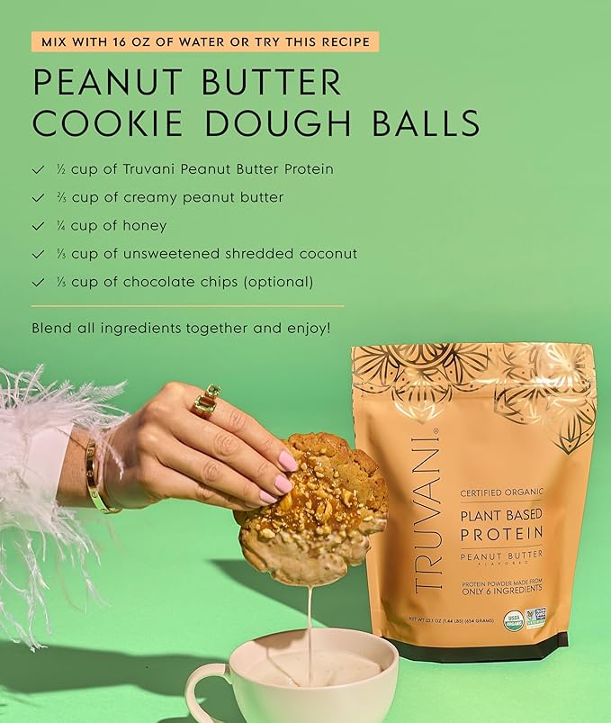 Truvani Vegan Pea Protein Powder | Peanut Butter | 20g Organic Plant Based Protein | Single Serving Travel Packets | 10 Servings | Keto | Gluten &amp Dairy Free | Low Carb | No Added Sugar (Pack of 2