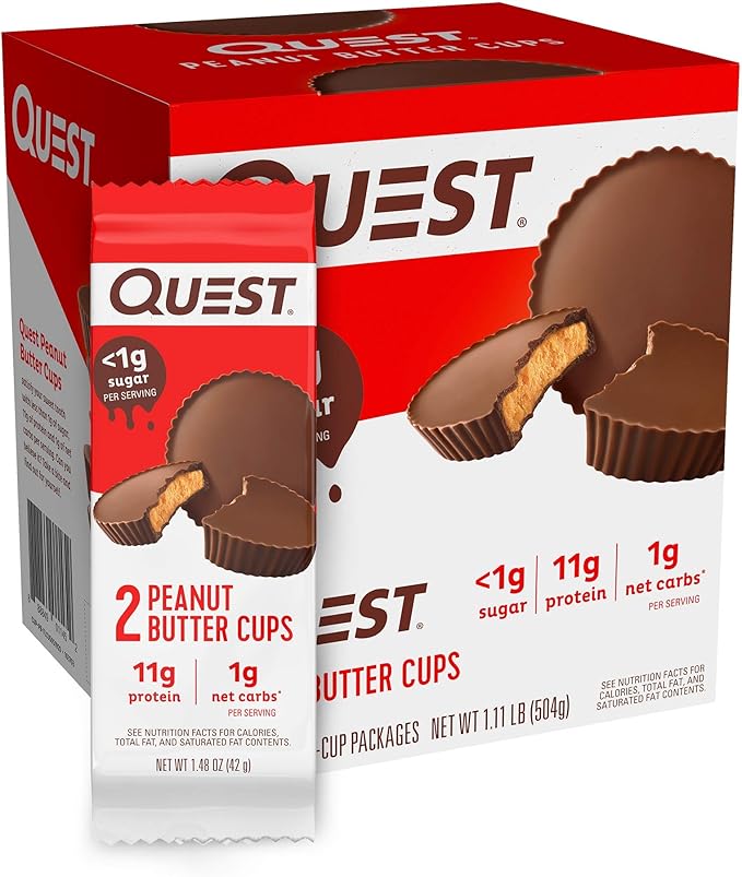 Quest Protein Powder with 24g Protein and Peanut Butter Cups with 9g Protein 12 Count