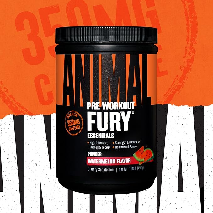 Animal Whey Isolate Protein Powder 25g - 4 lbs Fury Pre Workout Powder 16.96 Oz - Focus Energy Pumps for Bodybuilders