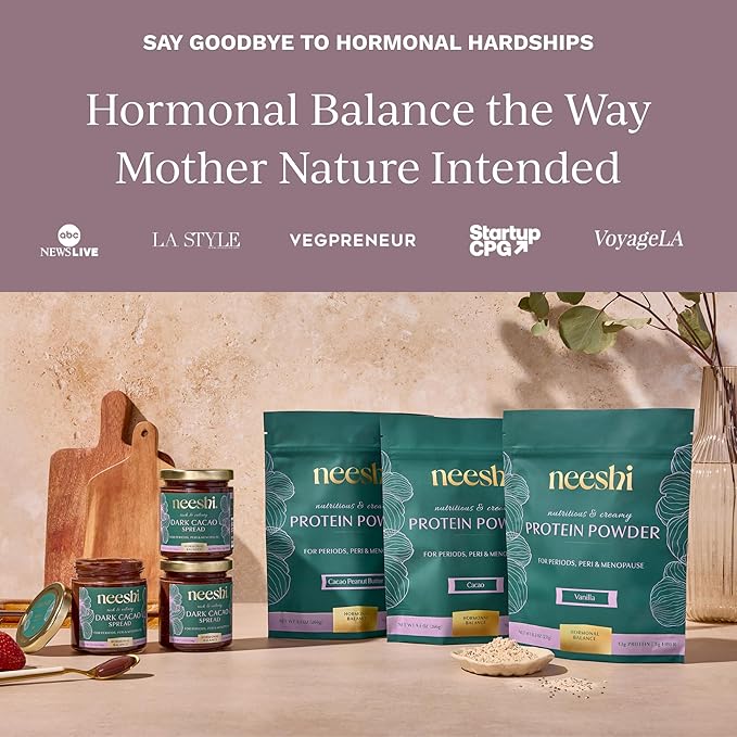 Nourishing Protein Blend for Hormonal Balance - Vegan Gluten-Free Organic Cacao Protein Powder - Supports PMS &amp Menopause Relief - Women’s Vegan Protein - 1 Week Supply