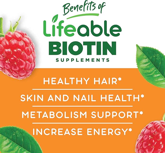 Lifeable Biotin Kids + Calcium with Vitamin D Kids Gummies Bundle - Great Tasting Vitamin Supplement Gluten Free GMO Free Chewable Gummy