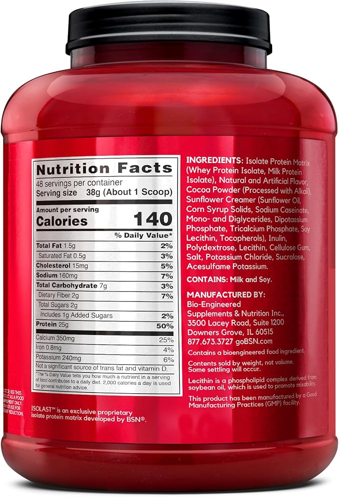 BSN SYNTHA-6 Isolate Protein Powder Chocolate Protein Powder with Whey Protein Isolate Milk Protein Isolate Flavor: Chocolate Milkshake 48 servings (packaging may vary)