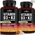 NEW AGE Vitamin D3 5000 IU + K2 MK-7 100 mcg - 2-in-1 Bone Immune &amp Heart Support Easy to Swallow Non-GMO - 120 Capsules