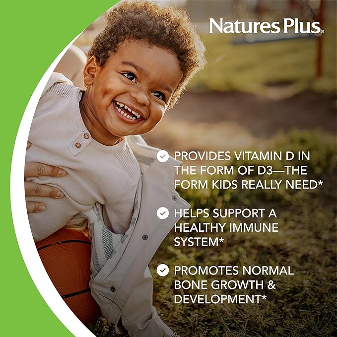 NaturesPlus Animal Parade Vitamin D3 Children’s Chewables - Black Cherry Flavor - 90 Animal-Shaped Tablets Pack of 2 - Gluten Free Vegetarian Hypoallergenic - 180 Total Servings