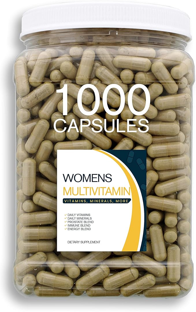 Multivitamin &amp Women's Health Blend - 1000CT Tub - Providing Daily Serving of Vitamins Minerals Womens Health Antioxidants &amp Energy in a Clear Square Grip Jar