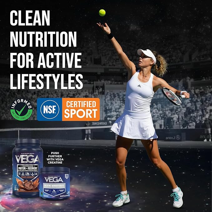 Vega Creatine Monohydrate Powder 17.6oz (100 Servings) Sport Protein &amp Recovery Chocolate Protein Powder 1.8lbs - Plant-Based Protein and Muscle Support