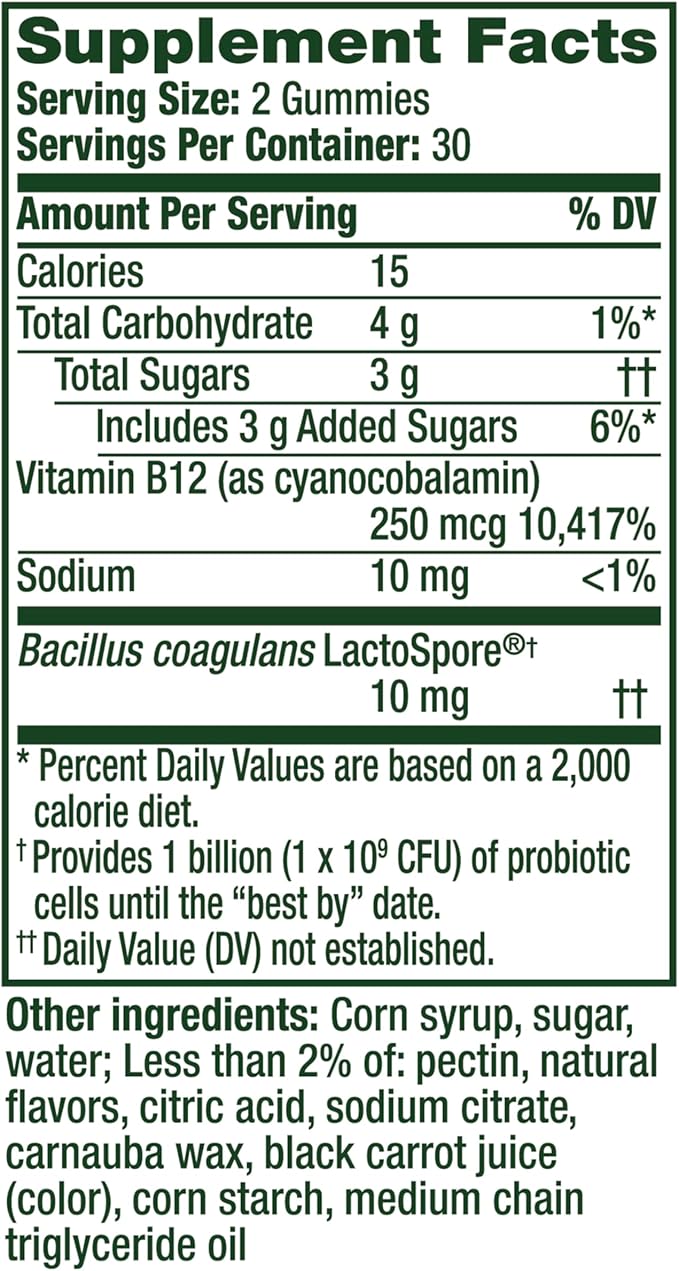 Align Probiotic Bloating Relief + Food Digestion Probiotics for Women and Men Probiotic Helps Soothe Occasional Bloating* with Vitamin B12 to Help Break Down Food into Cellular Energy*60 Gummies