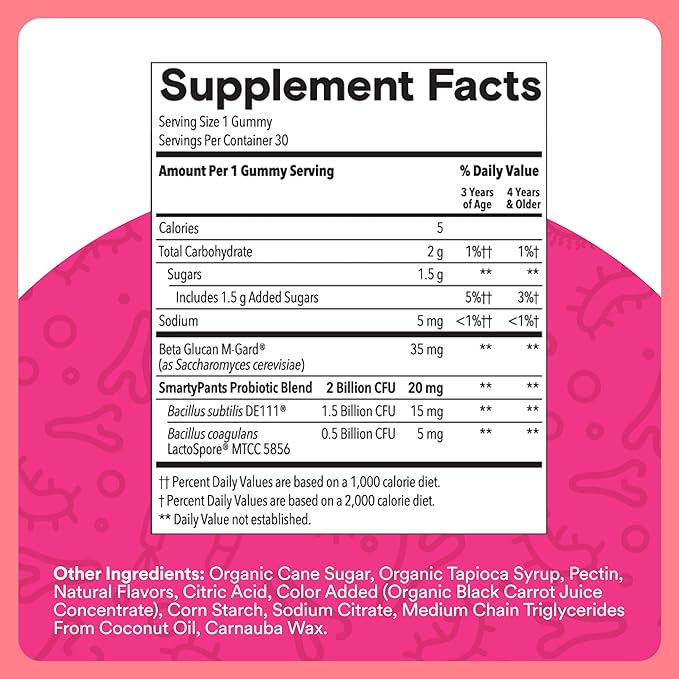 SmartyPants Kids Daily Nutrition &amp Probiotic Bundle: Multivitamin + Probiotic Gummies with 2 Billion CFU Omega-3 Vitamins D3 &amp B12Digestive &amp Immune Support Gluten Free 60 &amp 30 Co