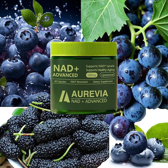 Aurevia NAD Advanced Supplement Aurevia NAD+ Advanced 500mg Liposomal for Energy &amp Cellular Health - Women &amp Men 60 Capsules (2pcs)