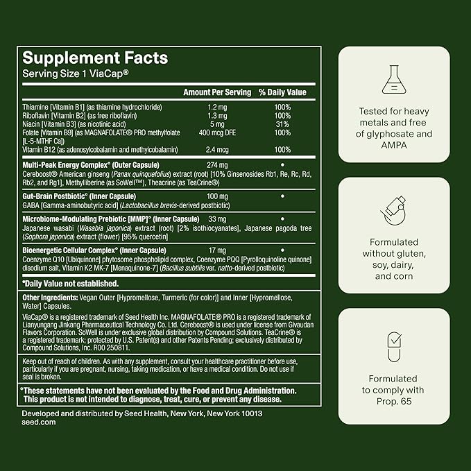 Seed DM-02 Daily Multivitamin &amp AM-02 Energy + Focus Bundle - Multivitamin and Nootropic Supplement for Women and Men - Vegan - 30-Day Supply