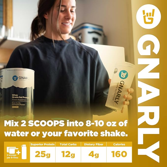 Gnarly Nutrition Chocolate Protein Powder – NSF Sport Certified – 25g Protein Muscle Repair – Grass Fed Whey Powder Smooth Taste – Chocolate 32 oz