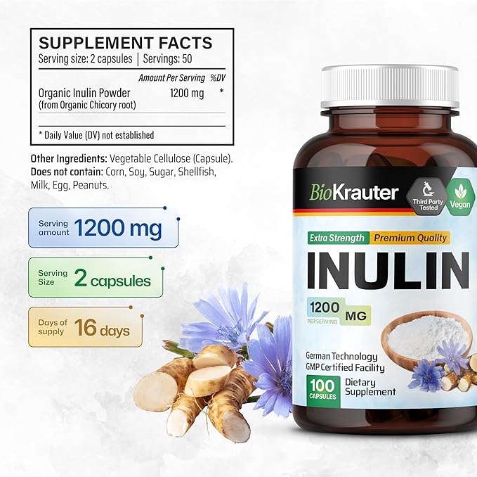 BIO KRAUTER Inulin 100 Capsules &amp Licorice Root Tincture 2 Fl. Oz.