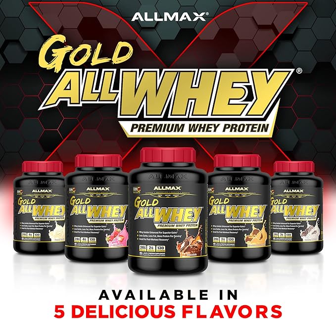 ALLMAX Gold ALLWHEY Chocolate Peanut Butter - 5 lb - 24 Grams of Protein Per Scoop - Gluten Free Low Carb &amp Low Sugar - Approx. 71 Servings