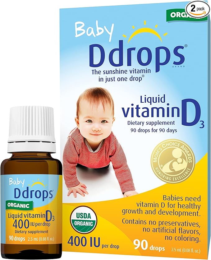 Ddrops 1072834 400 IU Liquid Vitamin D3 Drops for Babies 0.08 Fl. Oz (Pack of 2)