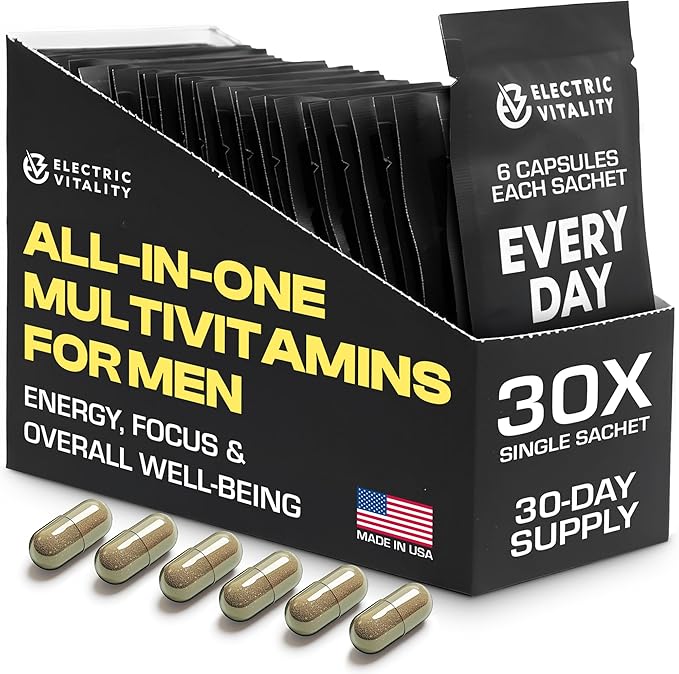Multivitamins for Men - All in One Pack for Energy and Focus Mens Vitamins for Mental Performance and Health Packed with Tongkat Ali Shilijit Vitamin C B3 B1 A B12 30 Pk