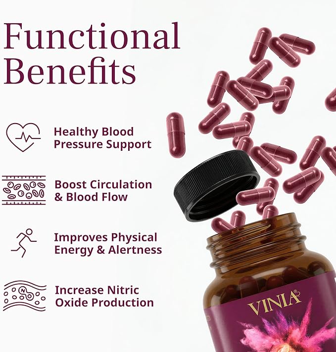 VINIA Blood Flow Energy Bundle | Piceid Resveratrol Capsules (30 Count) + Decaf Coffee K-Cup Pods (30 Count) | Nitric Oxide &amp Heart Health Support | Caffeine-Free Energy | Non-GMO