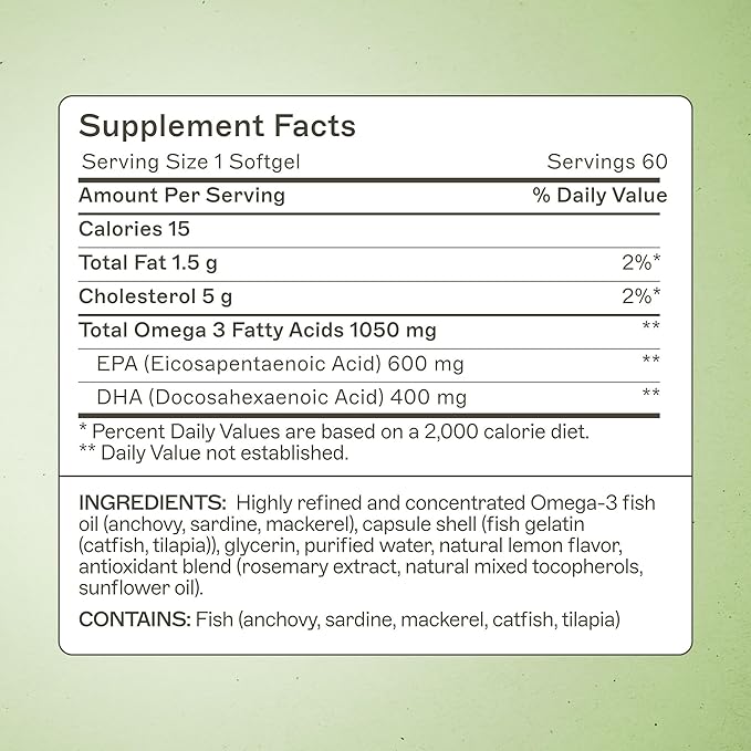 Amy Myers MD Complete Omega-3 Softgels - Fish Oil Supplement for Cardiovascular &amp Immune System Support - Non-GMO Non-Dairy &amp Non-Soy - 60 Softgels (60 Servings)