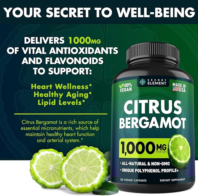 (2 PACK) Citrus Bergamot Extract 1000mg - Citrus Bergamot Supplement for Circulatory Health Immunity and Graceful Aging - 2x the potency of Citrus Bergamot 500mg - 240 Vegan Citrus Bergamot Capsules