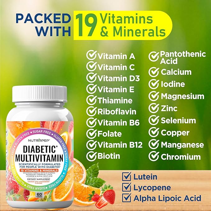 Premium Multivitamin Chewable Gummies for Women &amp Men - Sugar-Free &amp Gluten Free Supplement Vitamins - Calcium Magnesium Zinc Manganese Thiamine Biotin…