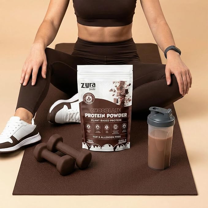 Zyra Pea Protein Powder Chocolate – 18g Plant Based Protein Vegan Dairy Free Gluten Free Soy Free Top 9 Allergen Free Low Carb Keto Friendly Smooth Mixing Easy to Digest
