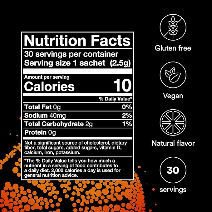 MitoQ Longevity Cellular Water Daily Powdered Drink Mix Natural Orange Flavor - Mitochondria-targeted Antioxidant - Cell Energy and Metabolism for Better Aging (Orange 30 Packets)