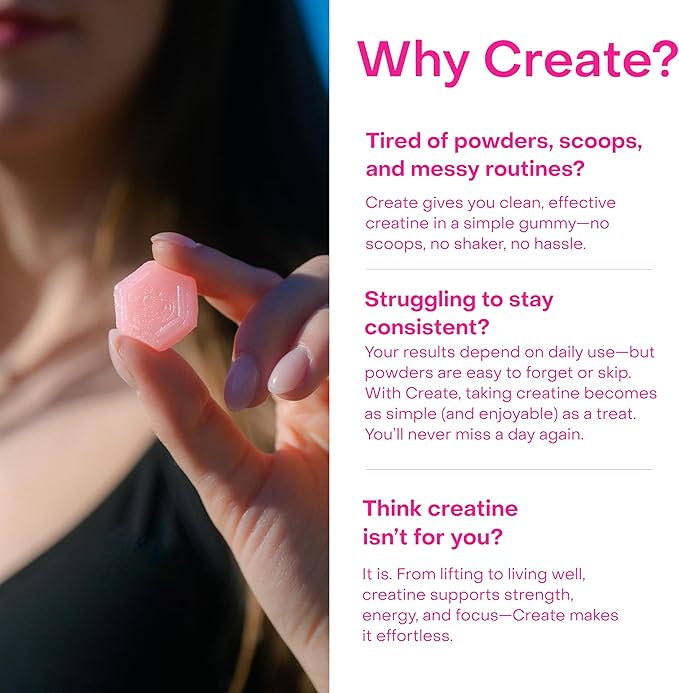 Create Creatine Monohydrate Gummies for Men &amp Women Boost Focus Strength and Endurance Anti-Melting Formula Vegan Gluten-Free Non-GMO 1.5g of Creatine per Gummy (Watermelon)