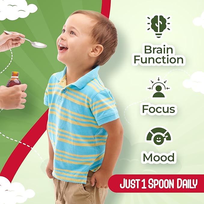 Maxi Health Omega 3 for Kids Supplement – Kosher Omega 3 Kids Fish Oil Liquid with DHA &amp EPA – Liquid Fish Oil Supplement with Fruity Burst Flavor to Support Mood Brain Focus Bones &amp Eyes (