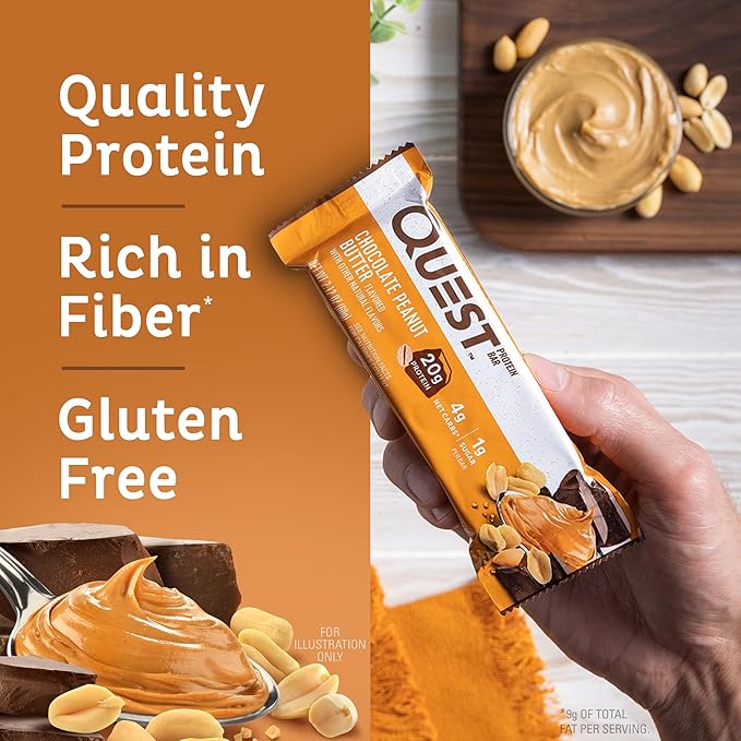 Quest Nutrition Crispy Chocolate Peanut Butter Hero Protein Bar 18g Protein &amp Chocolate Peanut Butter Bars High Protein Low Carb Gluten Free Keto Friendly 12 Count