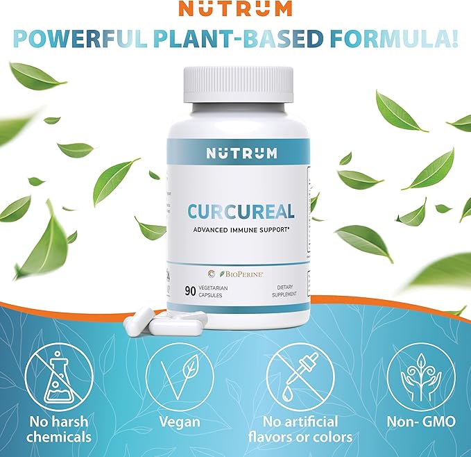Advanced Immune Support Supplements with Curcumin by Nutrum Vegan Formula for Cellular Health Promotes Regeneration of Damaged Cells with Fucoidan Immunity Boost with Herbal Extracts 90 Capsules