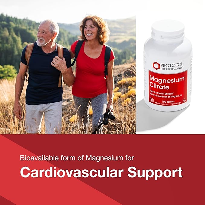 Protocol for Life Balance Magnesium Citrate 400mg - Support Heart Health &amp Bone Formation - Bioavailable Dietary Supplement - Vegan Kosher &amp Halal - 100 Tabs