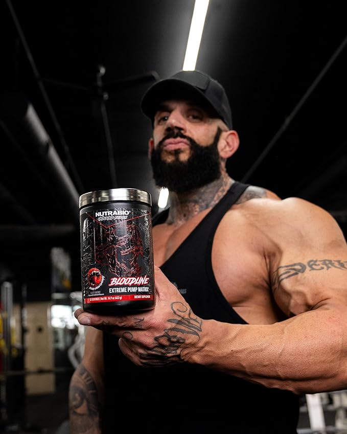 NutraBio Bloodline-Pump Pre Workout Pump Matrix-L-CitrullineGlycerolPeptiPump-NO BoosterExtreme Vascularity &amp Blood FlowHydrationNon Stim PreWorkoutCaffeine Free-Blood Moon Cherry-20 Serving