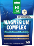 Magnesium Complex Supplement with 10 Forms of Elemental Magnesium 1200 mg per Serving Magnesium Glycinate Citrate Malate &amp Taurate High Absorption Vegan Capsules Non-GMO