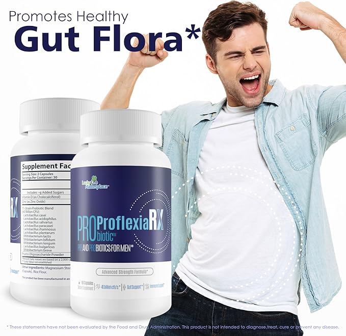 Probiotic Proflexia Rx Male Formula - Our Best Male Formula with Prebiotics &amp Over 40 Billion CFU’s of Probiotics - Support Your Male Health with This Natural Probiotic for Men