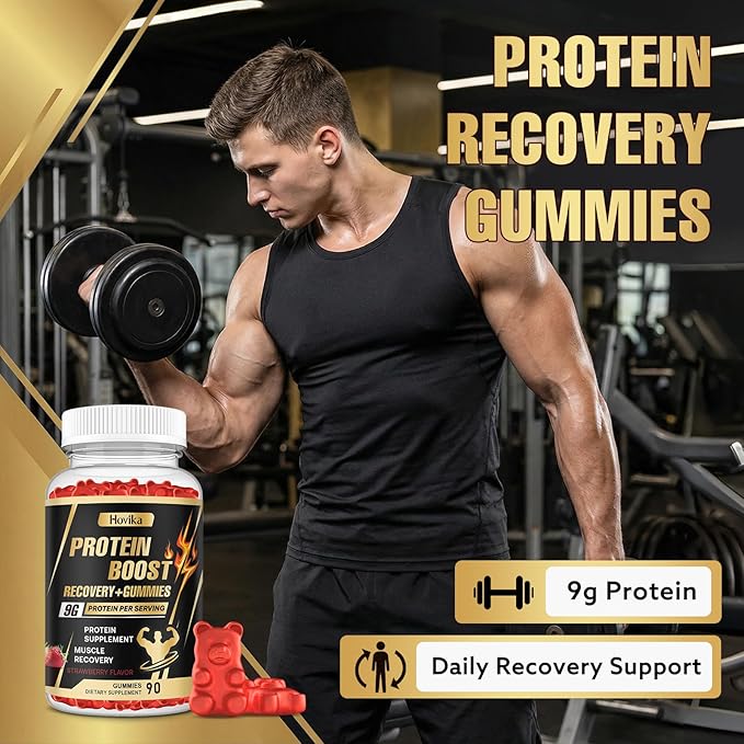 Whey Protein Gummies 9g Protein per Serving Easy to Take Snacks for Men &amp Women Recovery + Gummies for Protein Boost Muscle Energy Support Strawberry Flavor 180 Gummies