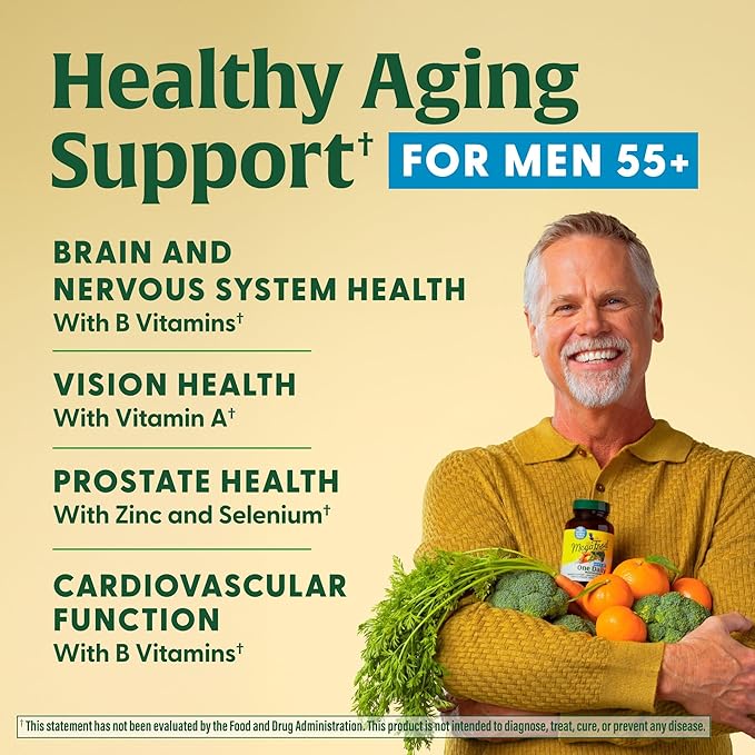 MegaFood Men's 55+ One Daily Multivitamin (90 Tablets) &amp Magtein Magnesium LThreonate (90 Capsules) Bundle - Supports Energy Nervous System &amp Health - Cognitive Support - Gluten Free &amp Ve
