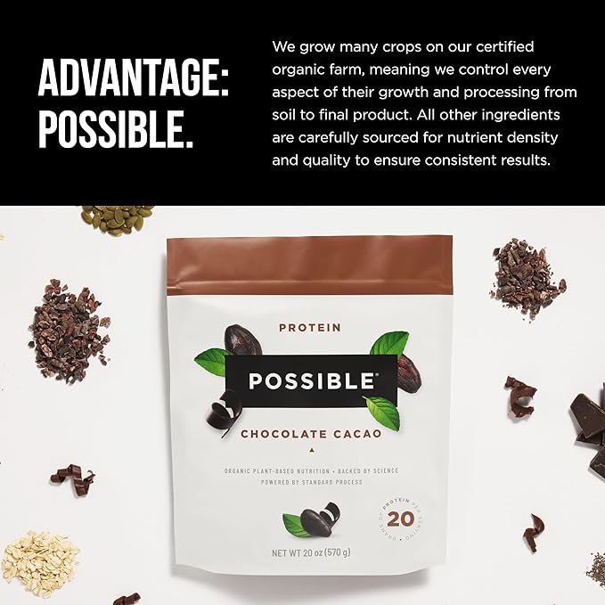 Protein Powder - Muscle Growth &amp Recovery Support - Plant-Based Protein - Essential Amino Acids &amp BCAAs - Vegan Gluten-Free &amp USDA Organic - Chocolate 1.25 Pound (Pack of 1)