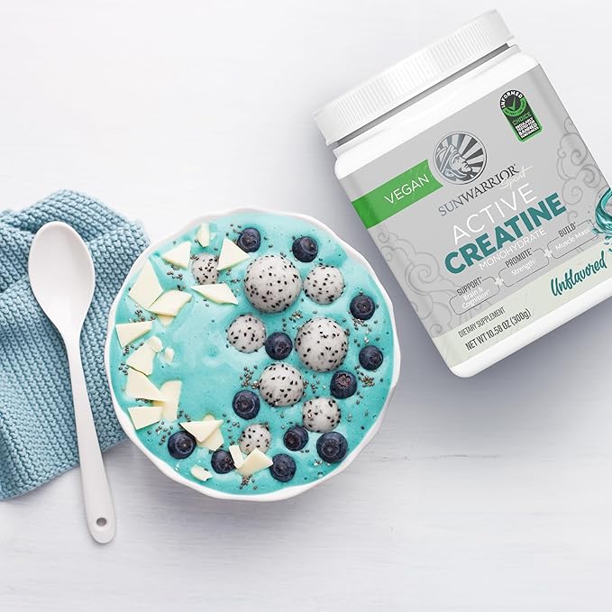 Sunwarrior Creatine Powder &amp Vanilla Organic Plant Based Protein Powder Set | Bundle &amp Save | Vegan Organic Protein Plus Unflavored Creatine Monohydrate (60 Servings Unflavored 30 Servings Va