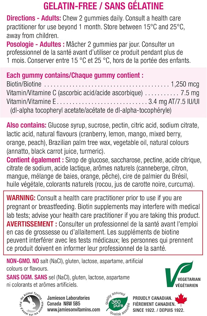 Jamieson High Potency Biotin Gummies 100 Count