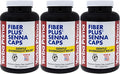 Yerba Prima Fiber Plus Senna Capsules 180 Count (Pack of 3) - 118 Servings of Gentle Overnight Relief USA Made Non-GMO for Short-Term Use to Restore Regularity