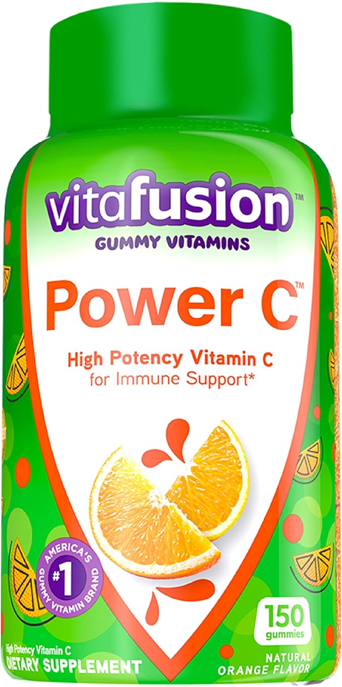 Vitafusion Extra Strength Vitamin D3 Gummy &amp Power C Vitamin C Gummies for Immune Support Orange Flavored 282 mg Vitamin C America’s Number 1 Gummy Vitamin Brand 50 Day Supply 150 Count