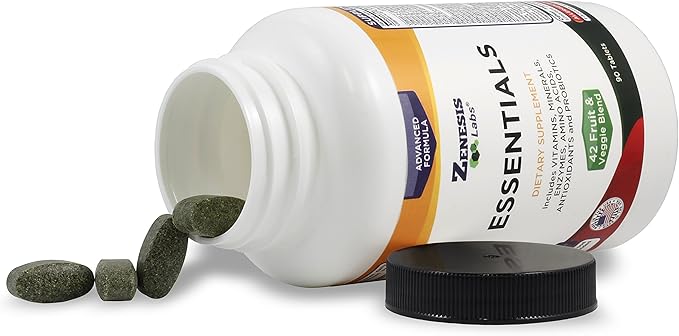 Zenesis Labs Essentials - a Natural &amp Nutrient Rich Multi-Vitamin - with Minerals Enzymes Amino Acids Antioxidants and Probiotics - 90ct