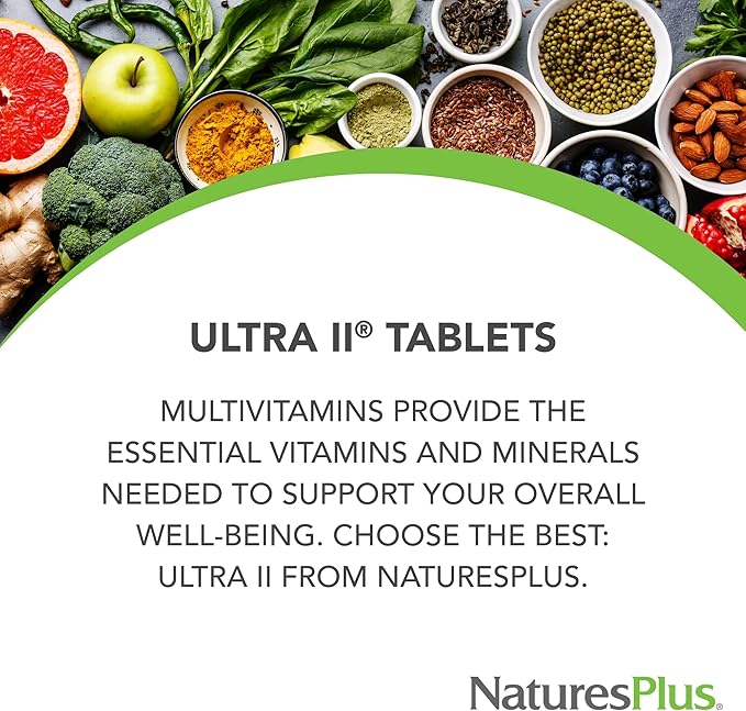 NaturesPlus Ultra II Daily - 30 Tablets - Multivitamin with Whole Foods for Overall Well-Being - Supports Energy &amp Immune Health - Sustained Release - 30 Servings
