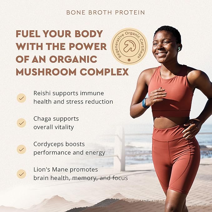 Ancestral Supplements Grass Fed Protein Powder Vanilla Beef Bone Broth Based with Beef Organs &amp Organic Mushrooms Gut Health Support High Protein Supplement 20g Protein Per Serving 30 Day Su