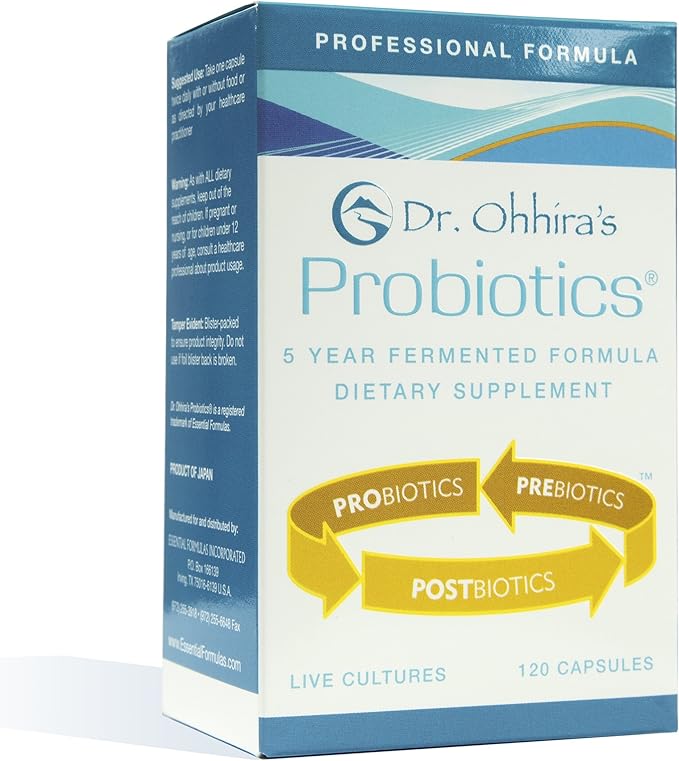 Essential Formulas Dr. Ohhira’s Probiotics Professional Formula with 5 Year Fermented Prebiotics Live Active Probiotics and The only Product with Postbiotic Metabolites 120 Capsules