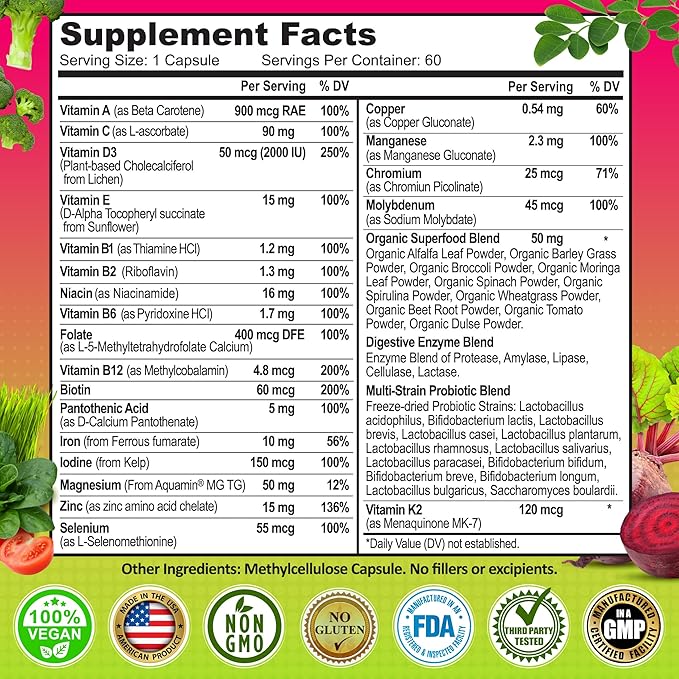Plant-Based Immune Bone &amp Energy Support Bundle – Quercetin with Bromelain Vitamin C &amp Zinc + Calcium Magnesium with D3 K2 &amp Turmeric + Women’s Multivitamin with Iron &amp Organic Supe